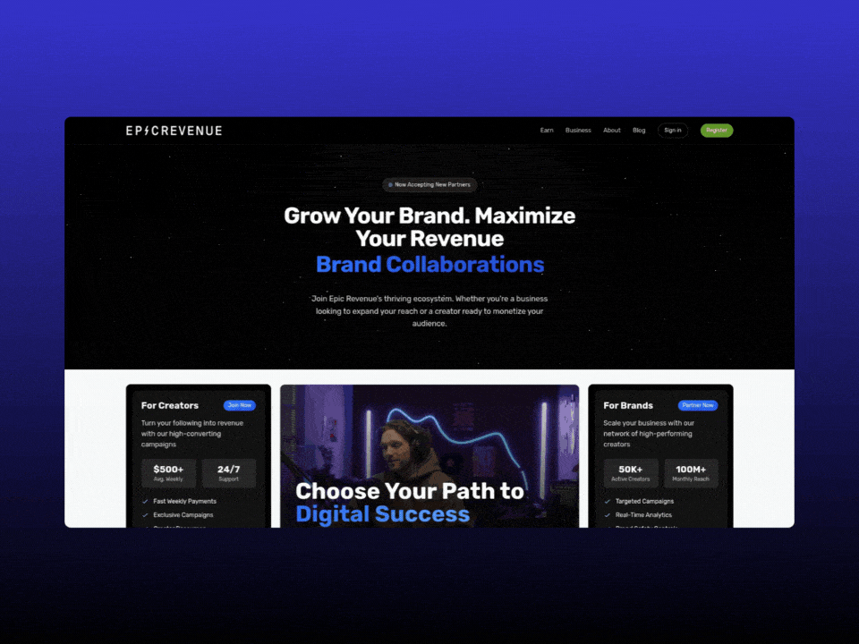 EpicRevenue website preview